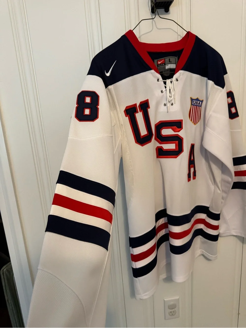 Team USA Nike Hockey Jersey — White, Size L Adult